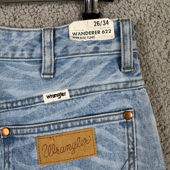 Wrangler Jeans Womens 26x34 Light Wash Wanderer 622 High Rise Flare Full Length - Picture 10 of 14